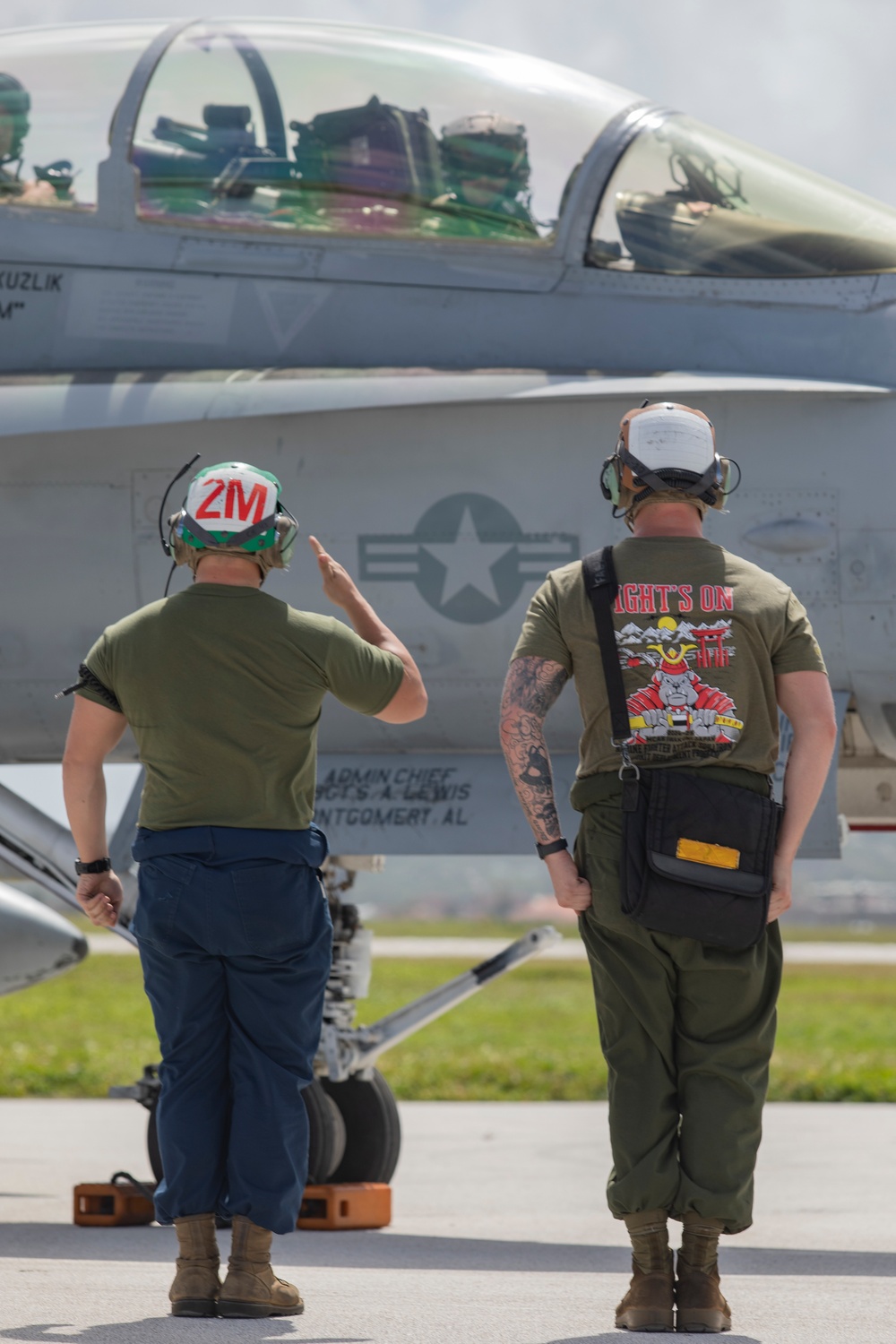 Marine F/A-18s fly armed at Andersen Air Force Base, Guam