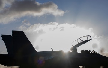 Marine F/A-18s fly armed at Andersen Air Force Base, Guam