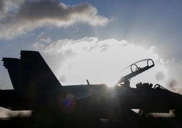 Marine F/A-18s fly armed at Andersen Air Force Base, Guam