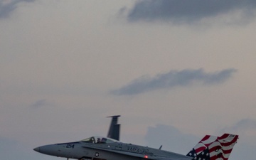 Marine F/A-18s fly armed at Andersen Air Force Base, Guam