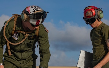 U.S. Marines transport and ready ordnance at Andersen Air Force Base