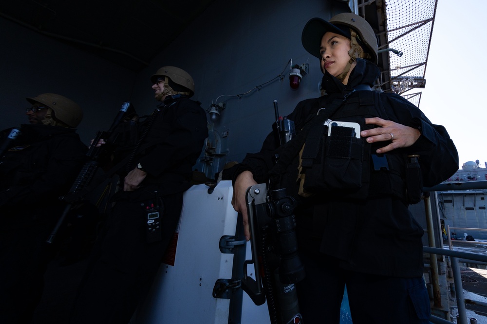 USS Gerald R. Ford (CVN 78) Sailors conduct sea and anchor evolution