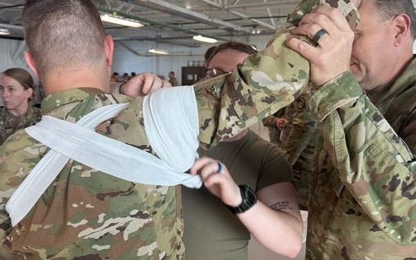 155ABCT Soldiers perform medical training at Fort Bliss preparing for future deployment.