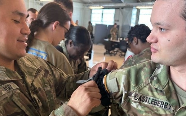 155ABCT Soldiers perform medical training at Fort Bliss preparing for future deployment.