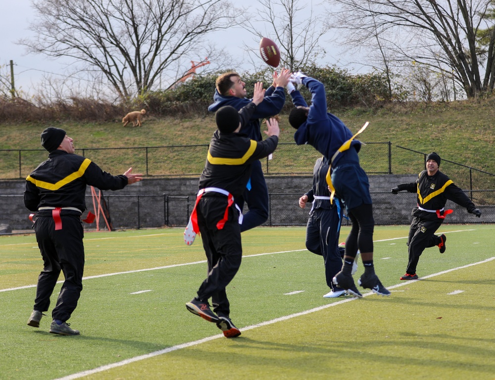 Reserve Soldiers, Sailors Clash in Flag Football Ahead of Army-Navy Game