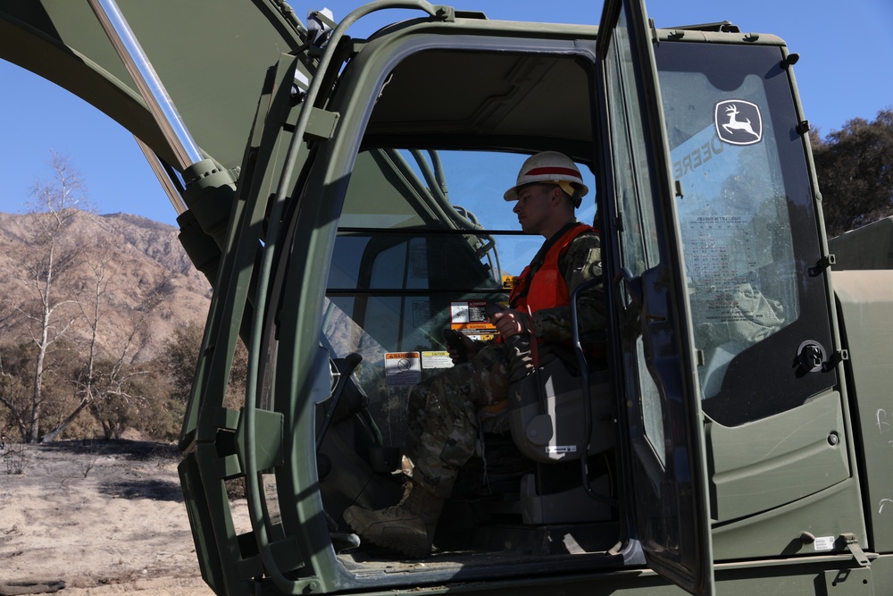 649th Engineer Company Prepares the Sierra Madre Villa Debris Basin to Mitigate Mudslides