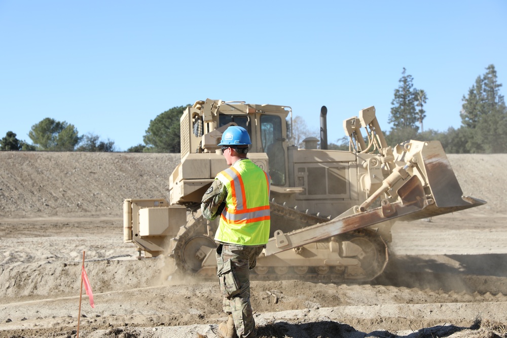 649th Engineer Company Prepares the Sierra Madre Villa Debris Basin to Mitigate Mudslides