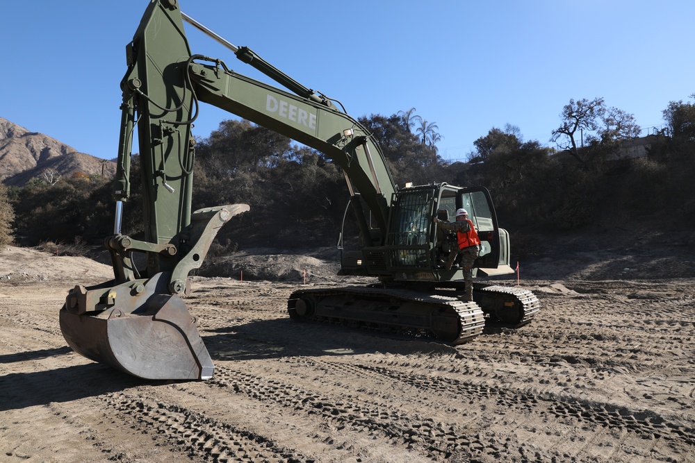 649th Engineer Company Prepares the Sierra Madre Villa Debris Basin to Mitigate Mudslides