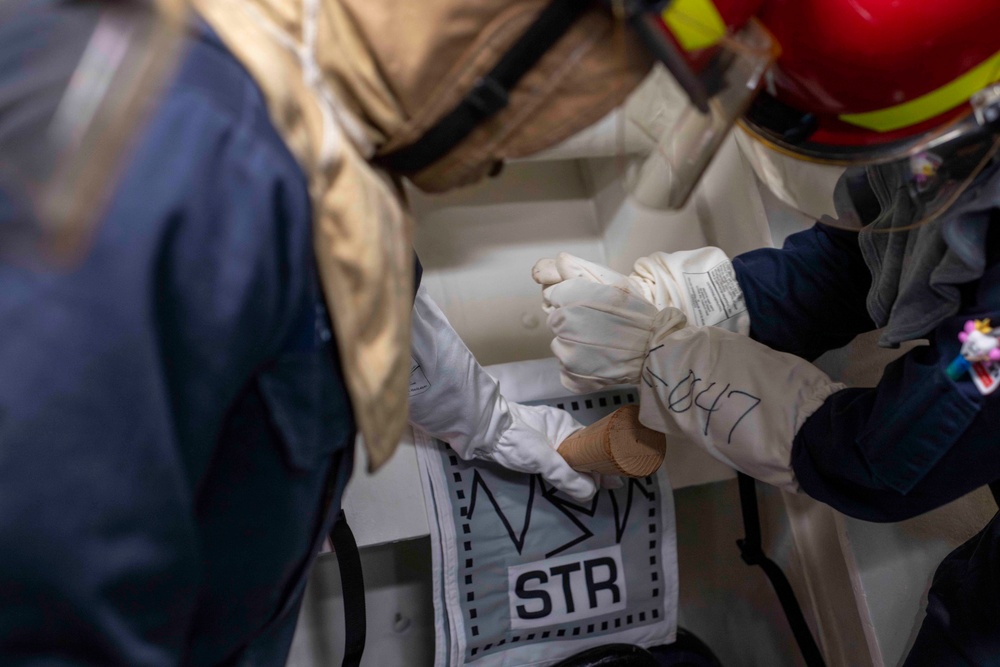 USS Blue Ridge Conducts General Quarters Drill