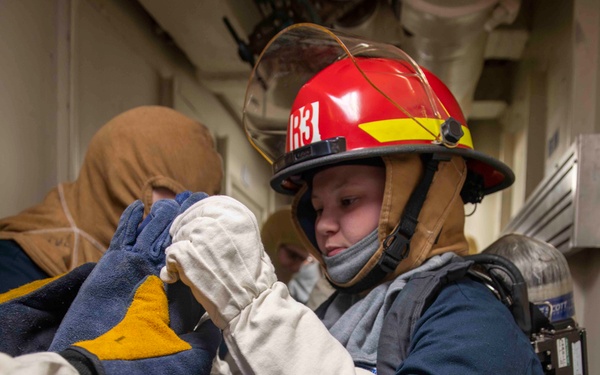 USS Blue Ridge Conducts General Quarters Drill