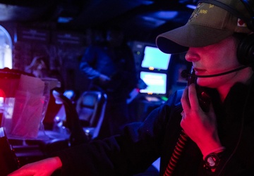 Wayne E. Meyer Sailors Stand Watch in the CIC