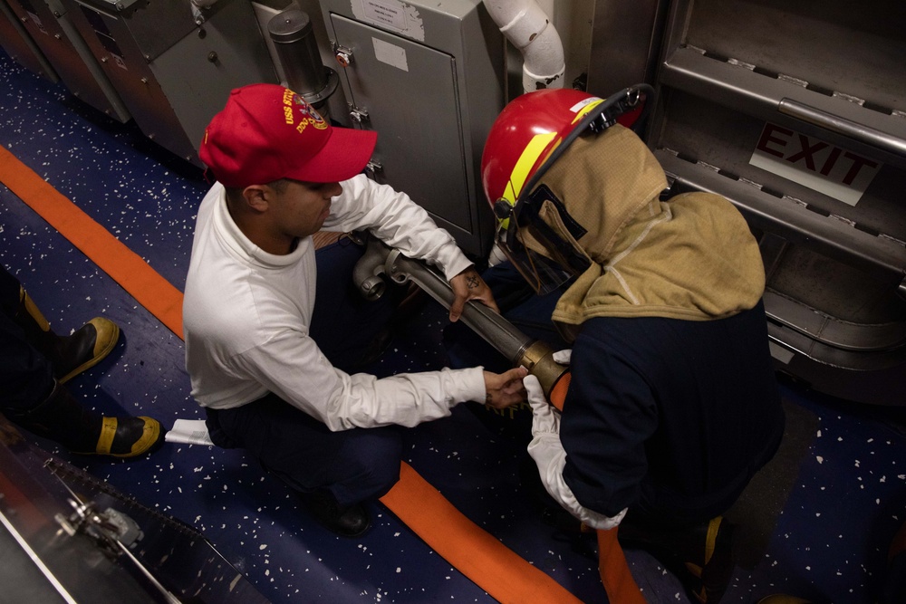 USS Stockdale conducts firefighting training