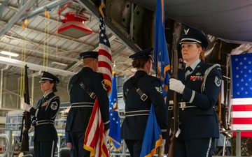 Honor Guard performs at a change of command ceremony