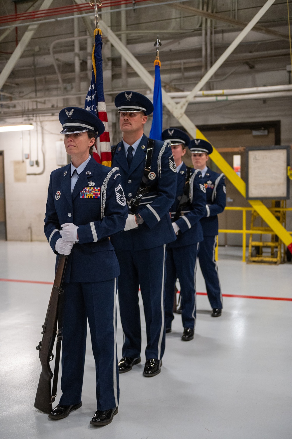 Honor Guard performs at a change of command ceremony