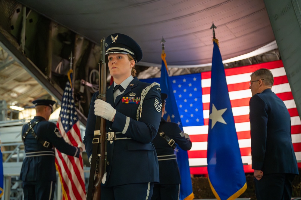 Honor Guard performs at a change of command ceremony