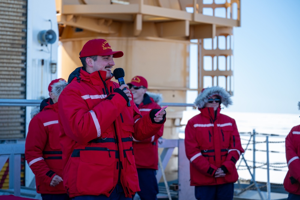 USCGC Polar Star (WAGB 10) presents Antarctica Service Medals in the Ross Sea during Operation Deep Freeze