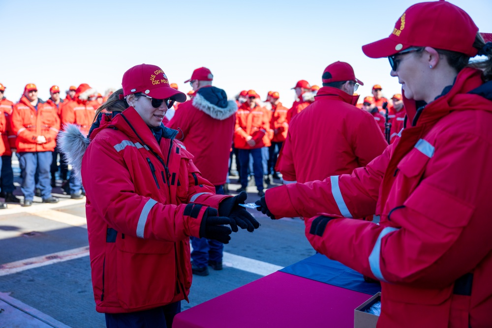 USCGC Polar Star (WAGB 10) presents Antarctica Service Medals in the Ross Sea during Operation Deep Freeze