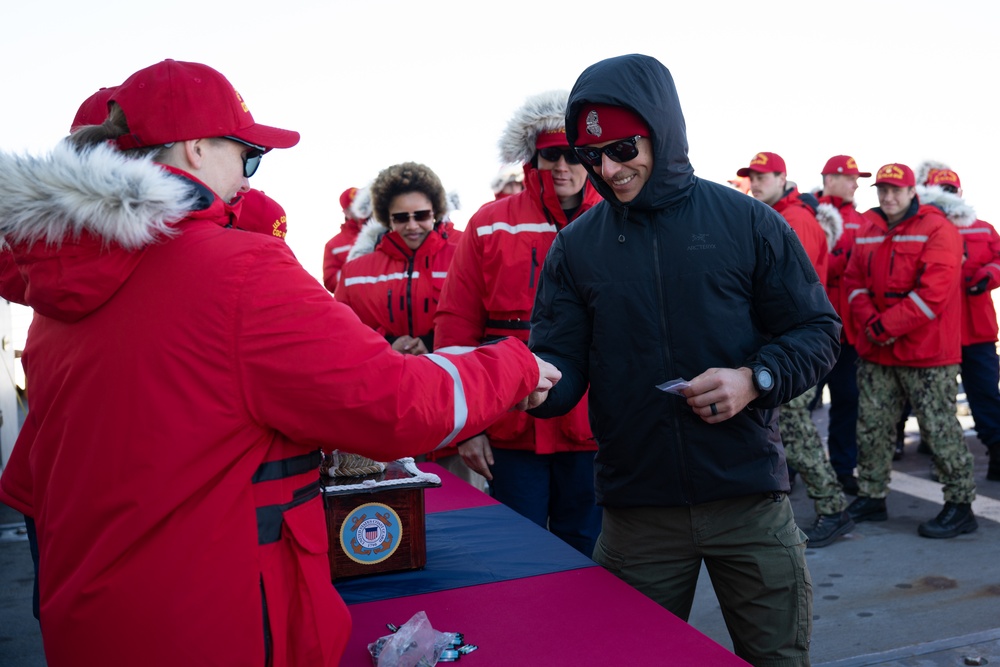 USCGC Polar Star (WAGB 10) presents Antarctica Service Medals in the Ross Sea during Operation Deep Freeze