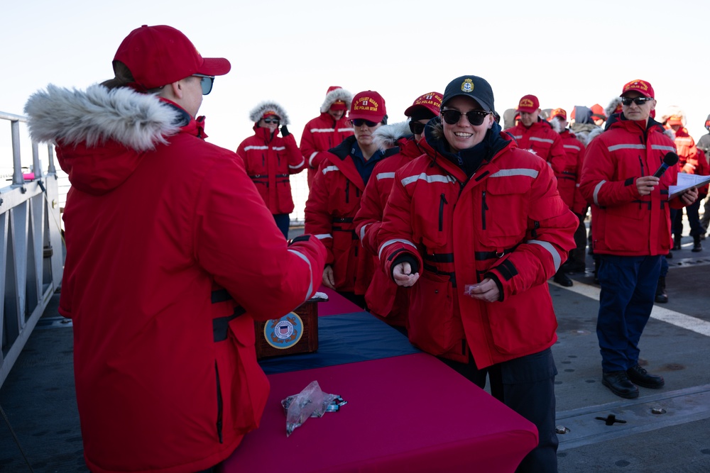 USCGC Polar Star (WAGB 10) presents Antarctica Service Medals in the Ross Sea during Operation Deep Freeze