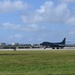 A 34th Expeditionary Bomb Squadron B-1B Lancers takes off at Andersen Air Force Base during BTF 25-1