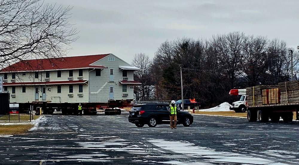 Contractors move first of five World War II-era barracks in 2025