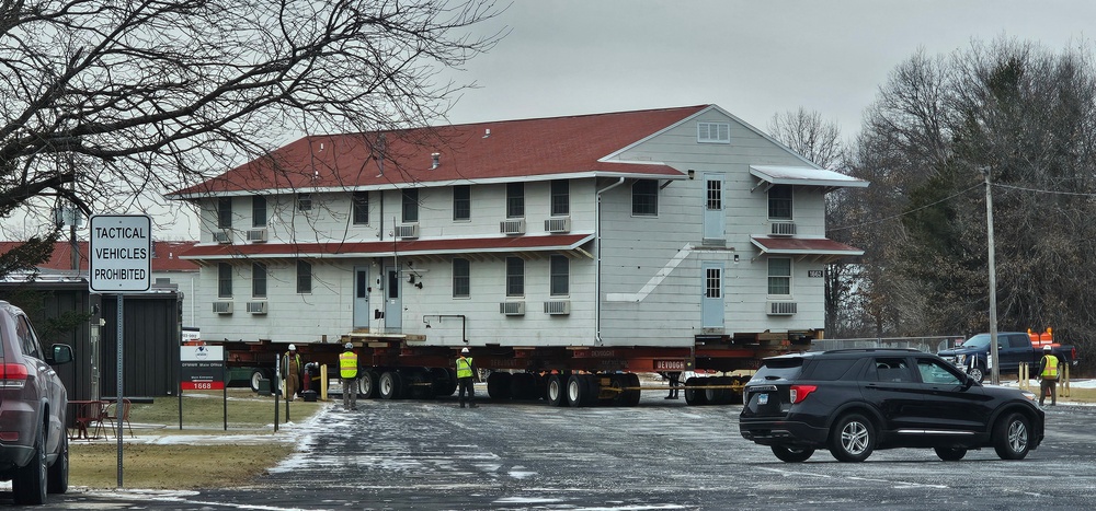 Contractors move first of five World War II-era barracks in 2025