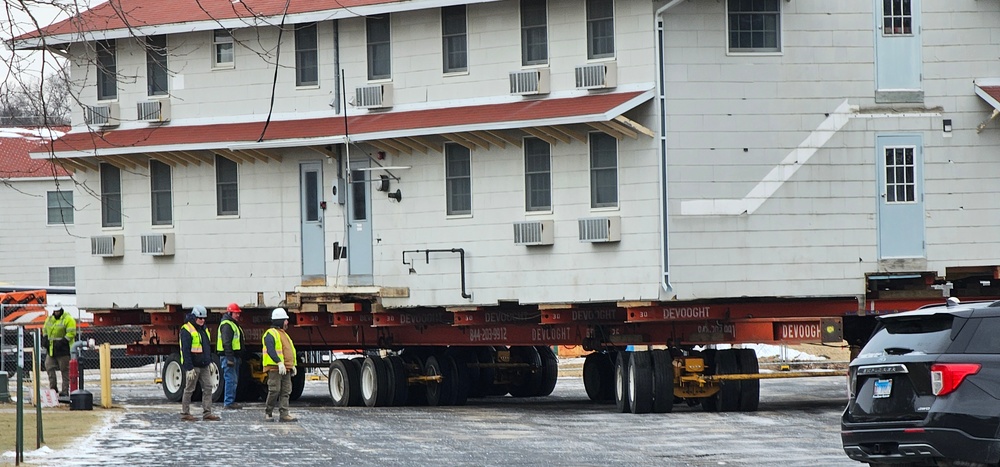 Contractors move first of five World War II-era barracks in 2025