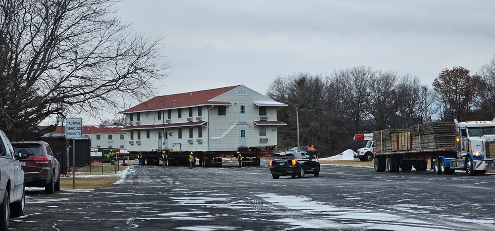 Contractors move first of five World War II-era barracks in 2025