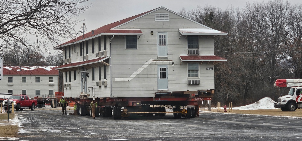 Contractors move first of five World War II-era barracks in 2025