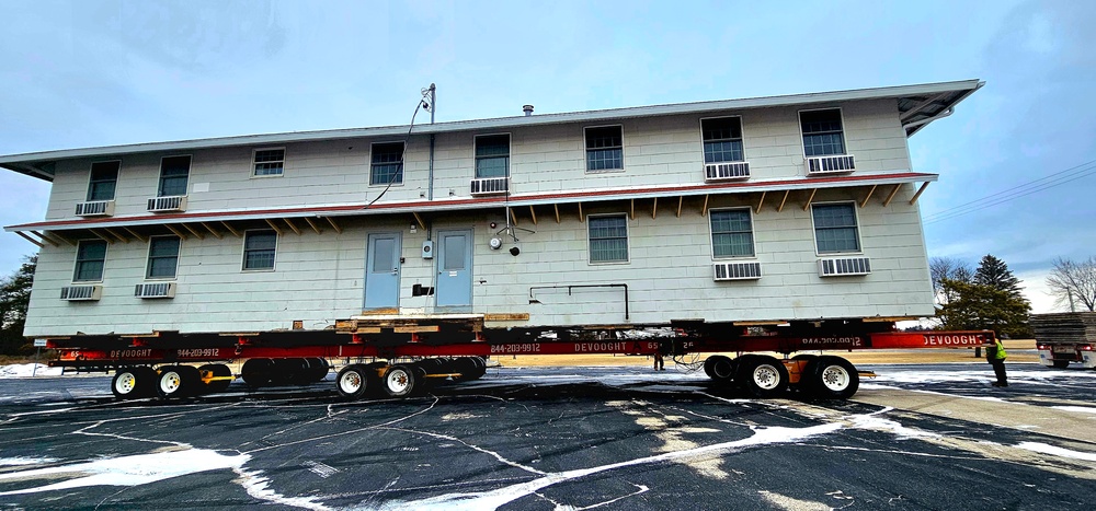 Contractors move first of five World War II-era barracks in 2025