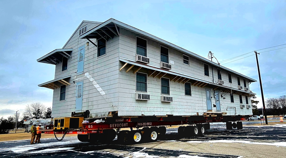 Contractors move first of five World War II-era barracks in 2025