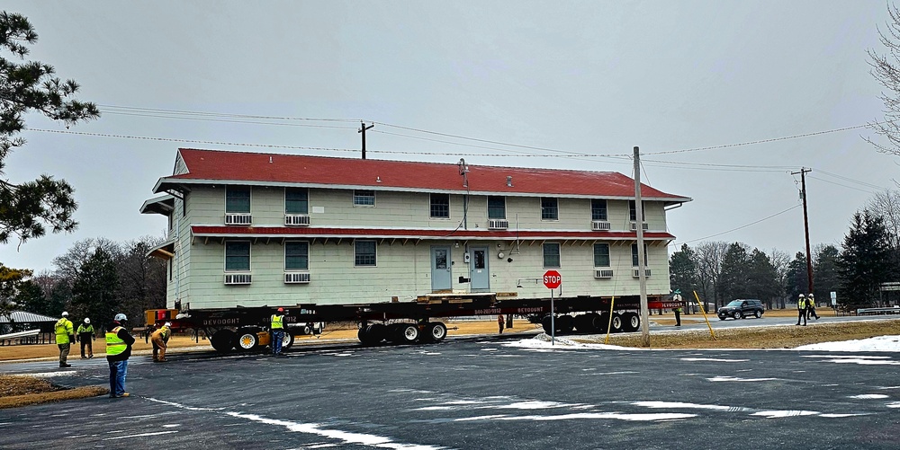 Contractors move first of five World War II-era barracks in 2025