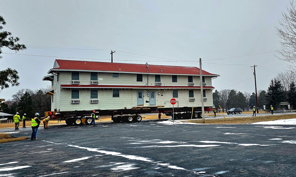 Contractors move first of five World War II-era barracks in 2025