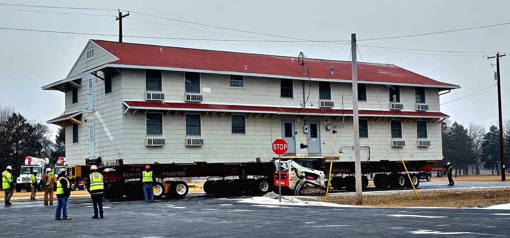 Contractors move first of five World War II-era barracks in 2025