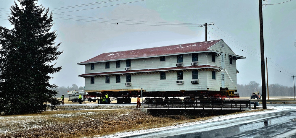 Contractors move first of five World War II-era barracks in 2025