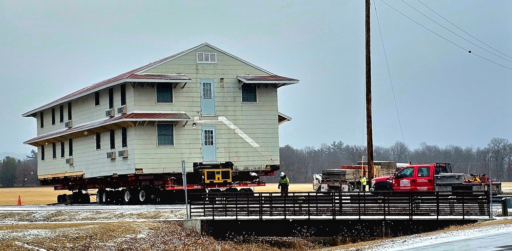 Contractors move first of five World War II-era barracks in 2025