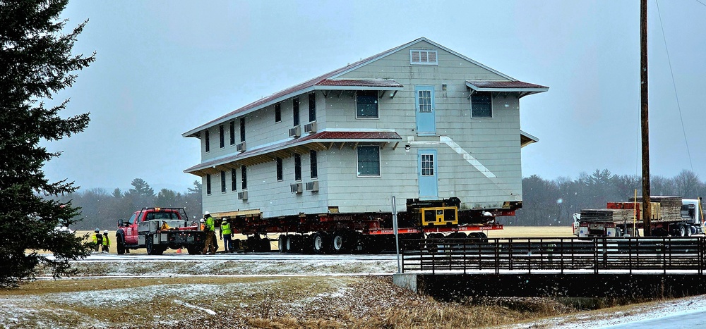 Contractors move first of five World War II-era barracks in 2025