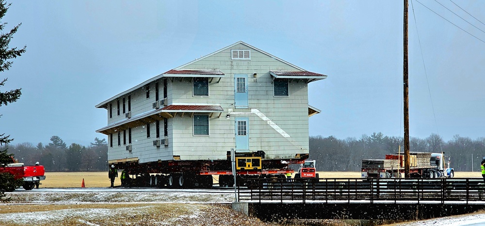 Contractors move first of five World War II-era barracks in 2025