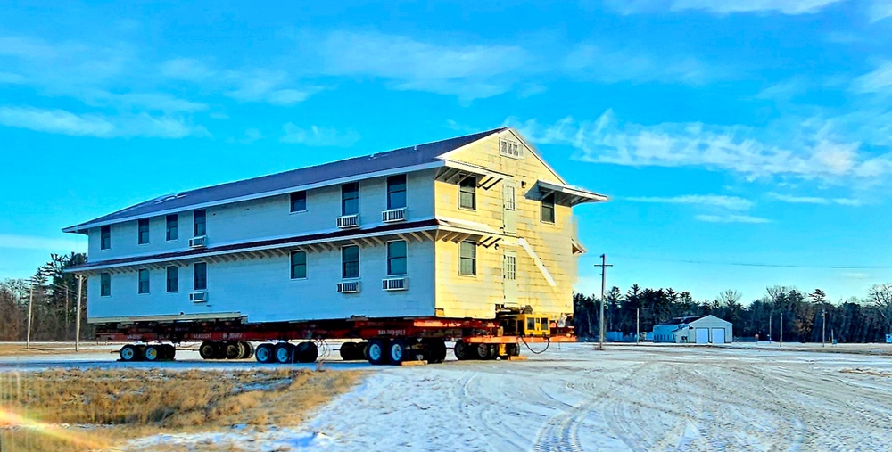 Contractors move first of five World War II-era barracks in 2025