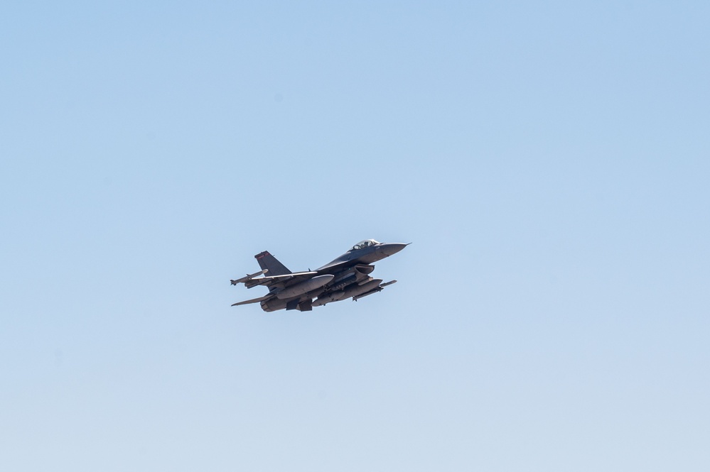 F-16s takeoff in support of Spears of Victory Exercise