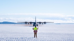 152nd Airlift Wing arrives Dec. 18, 2024, in Antarctica on their first ever mission assisting with Operation Deep Freeze in Antarctica