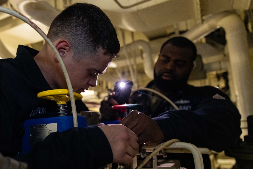 USS Gerald R. Ford (CVN 78) Sailors conduct AFFF maintenance