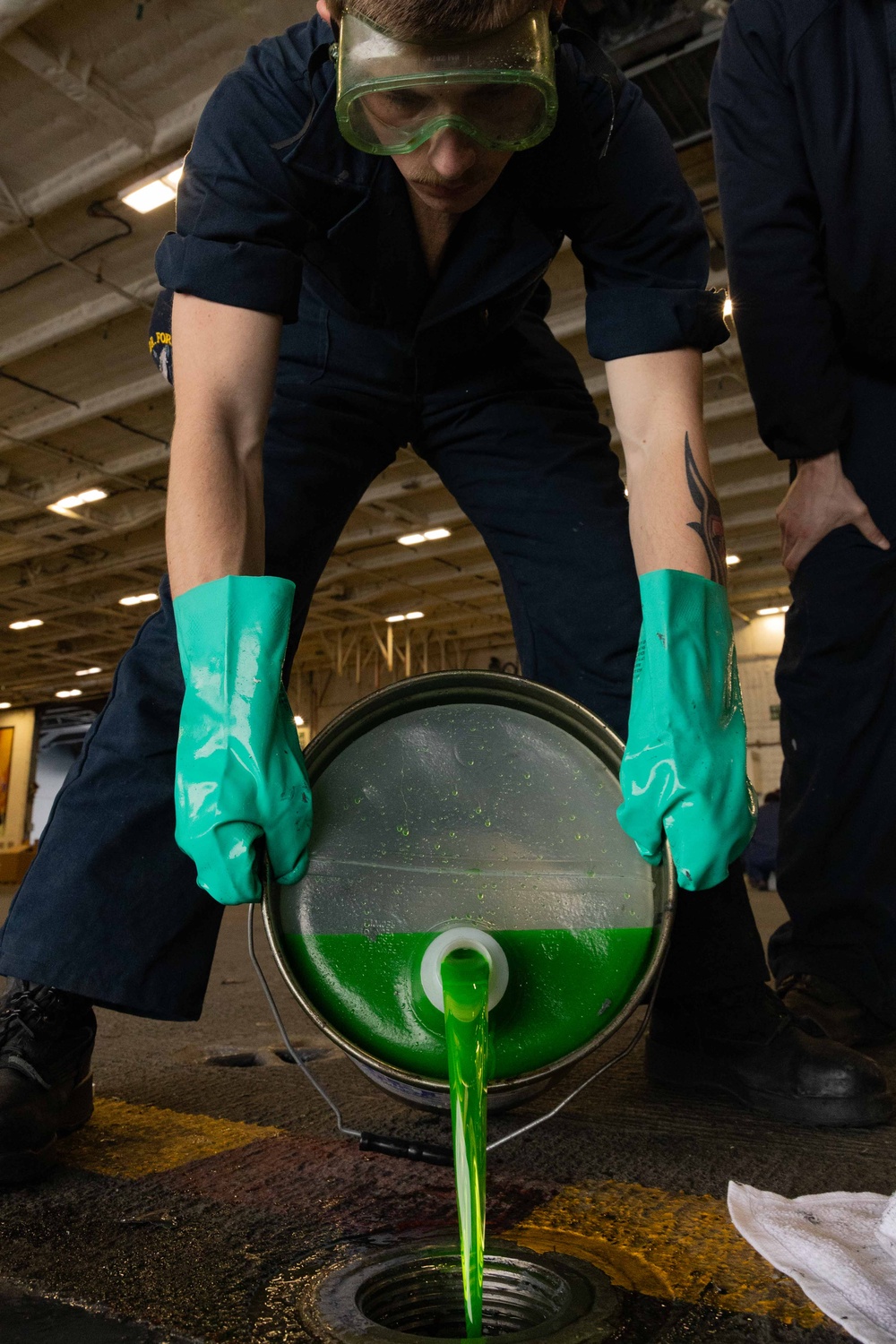 USS Gerald R. Ford (CVN 78) Sailors conduct routine maintenance