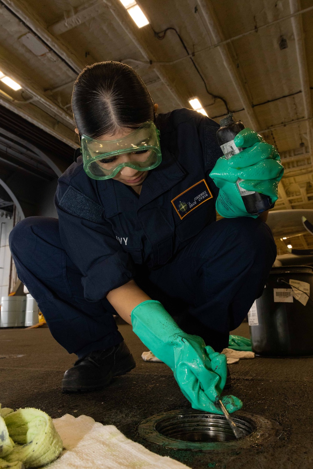 USS Gerald R. Ford (CVN 78) Sailors conduct routine maintenance