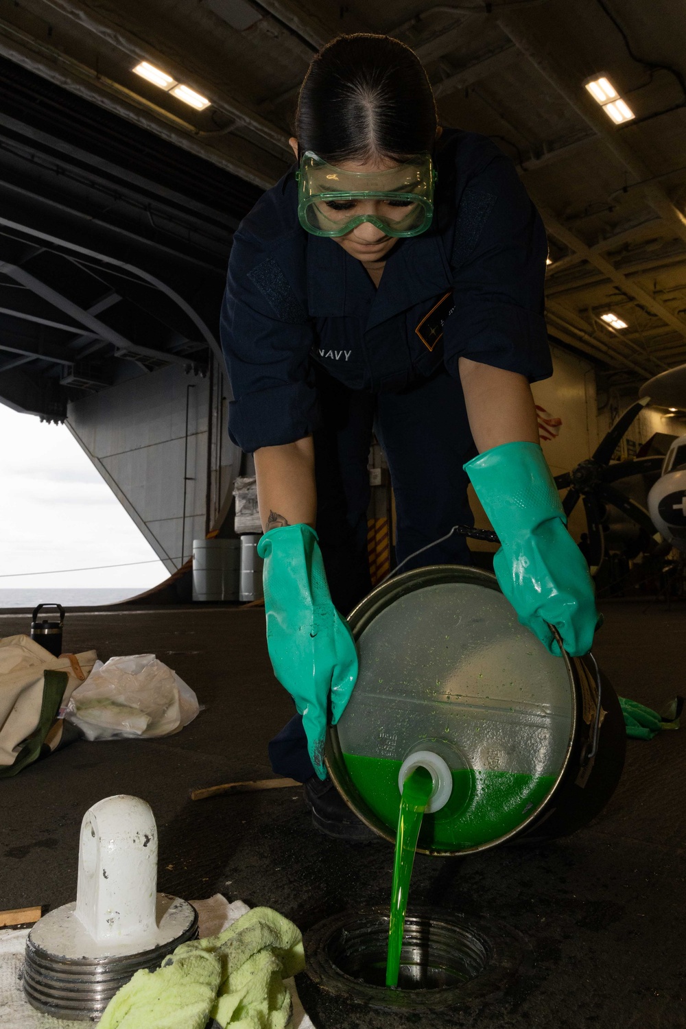 USS Gerald R. Ford (CVN 78) Sailors conduct routine maintenance