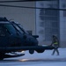 An Alaska Air National Guard HH-60G Pave Hawk helicopter departs Eielson AFB, AK on a routine training flight.