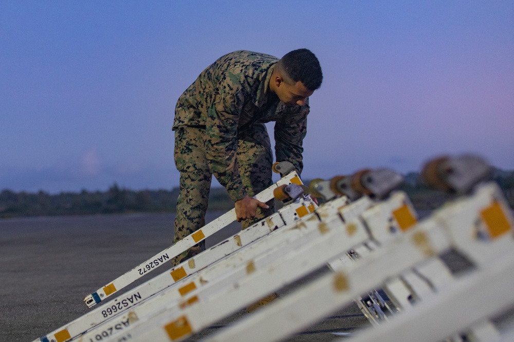 U.S. Marines build and inspect ordnance on Tinian