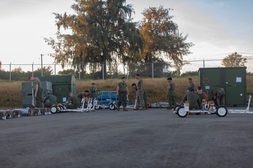 U.S. Marines build and inspect ordnance on Tinian