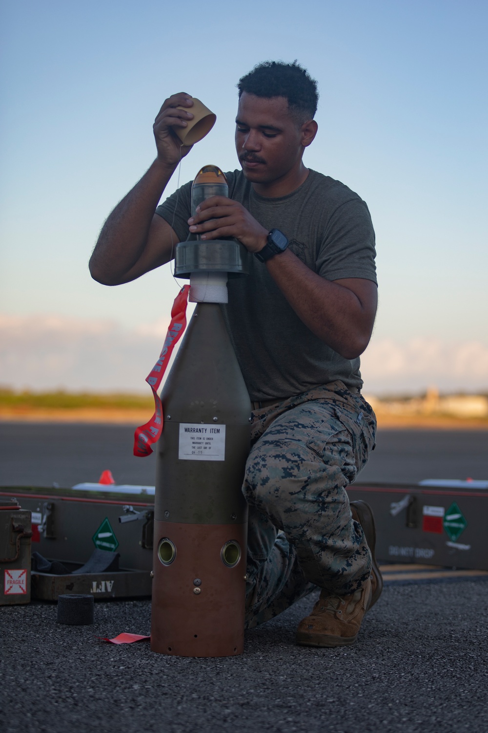 U.S. Marines build and inspect ordnance on Tinian