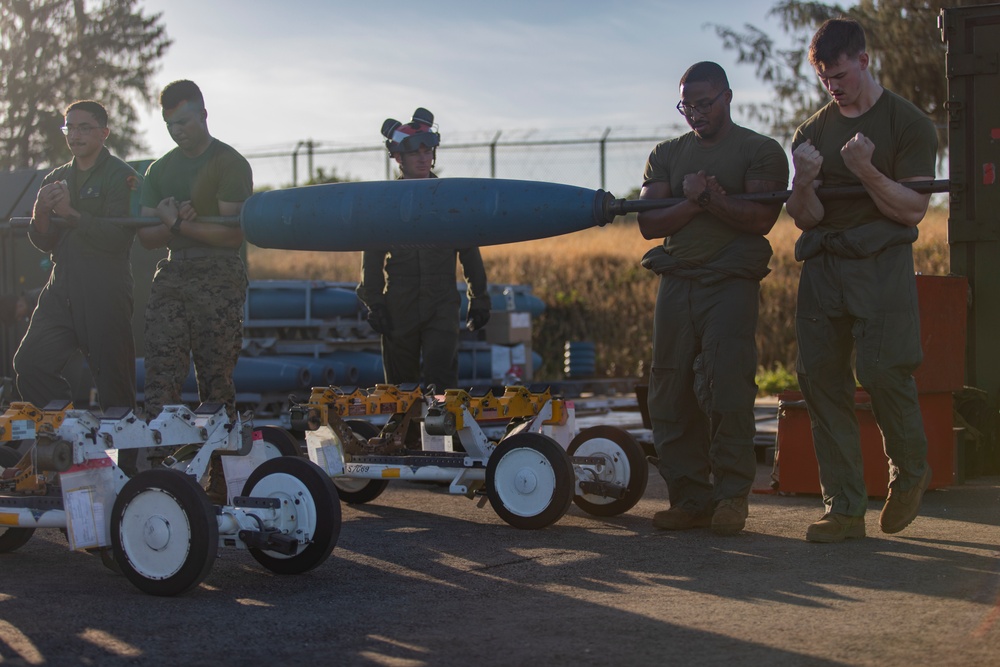 U.S. Marines build and inspect ordnance on Tinian